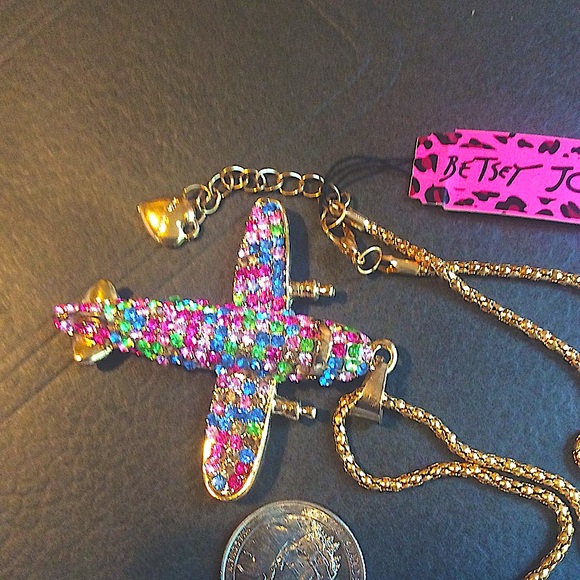 Crystal Sparkly airplane charm Necklace BJ: Pick Pink, multicolor or CLEAR - Picture 4 of 7